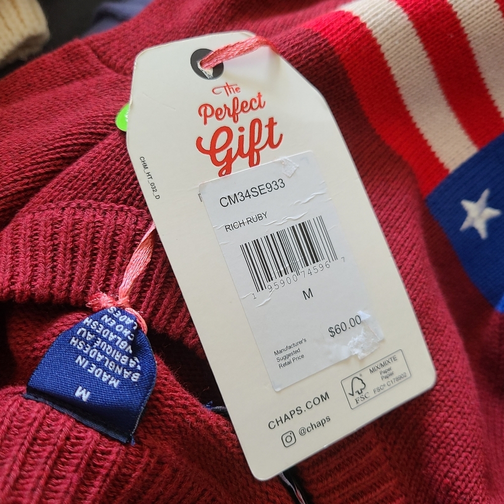 NWT Chaps American Flag Sweater - Picture 3 of 3